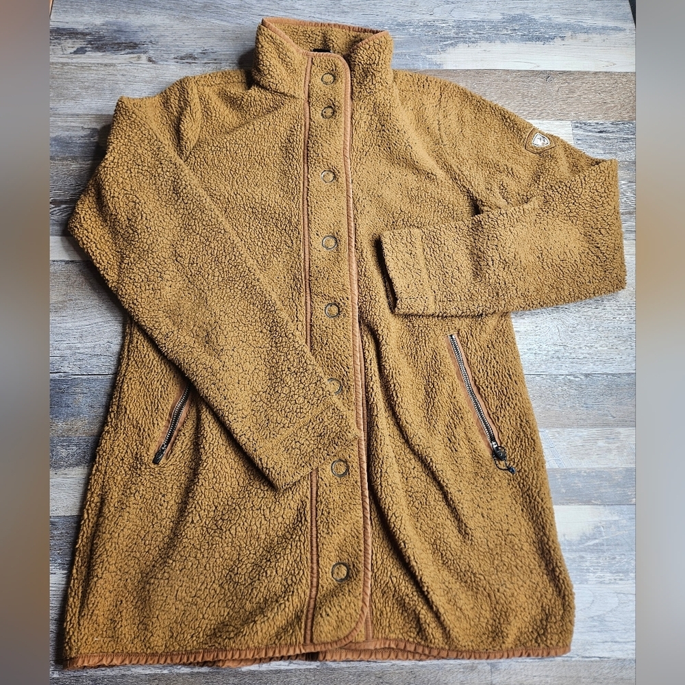 Kuhl Klifton Jacket Women's Medium Brown Fleece Large Snap Closure